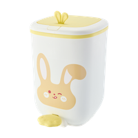 Cartoon Animal Design Large Rectangular Foot Pedal PP Trash Can High-Colored Lid Open Top Home Storage