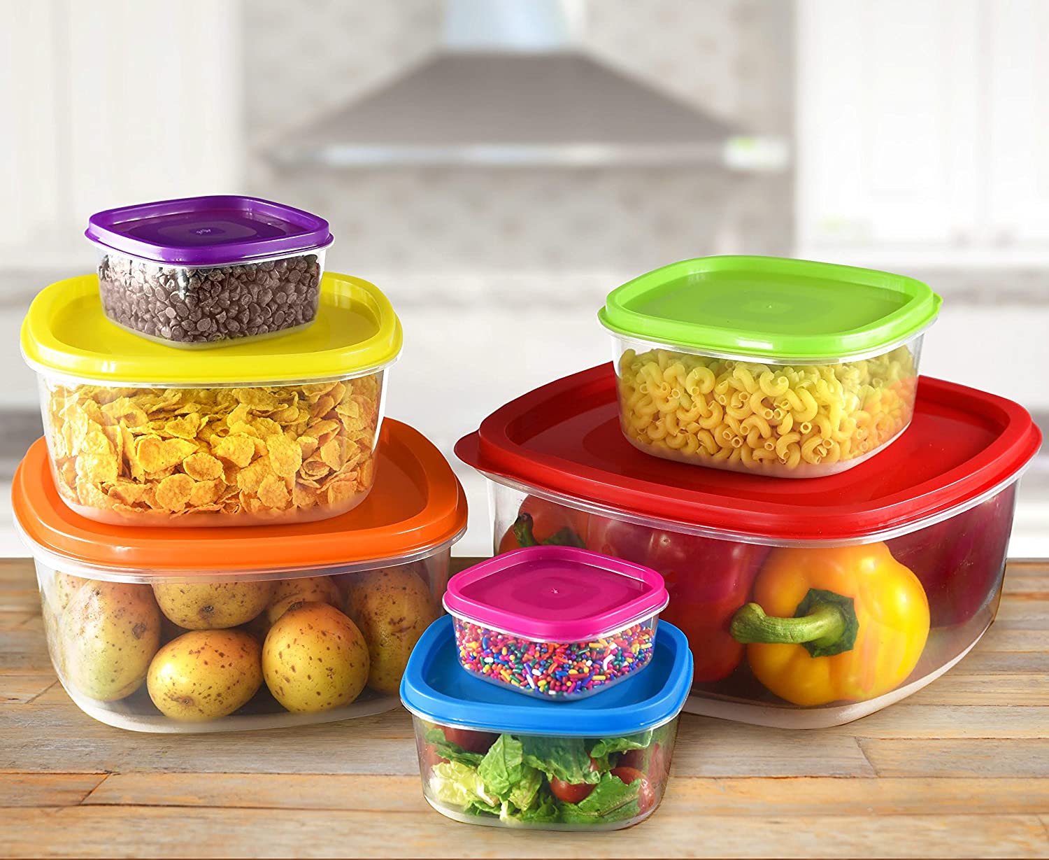 7 Piece Food Container Set Airtight Easy Lid Lock Design for Dry & Liquid Food Storage
