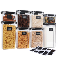 8 Pack White Lids Kitchen Cereal Organizer Airtight Storage Container Set