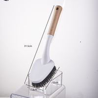 Multifunction Cleaning Brush With Bamboo Handle,Scrubbing Brush for Cleaning Wall, Kitchen, Floor, Carpet, Bathroom