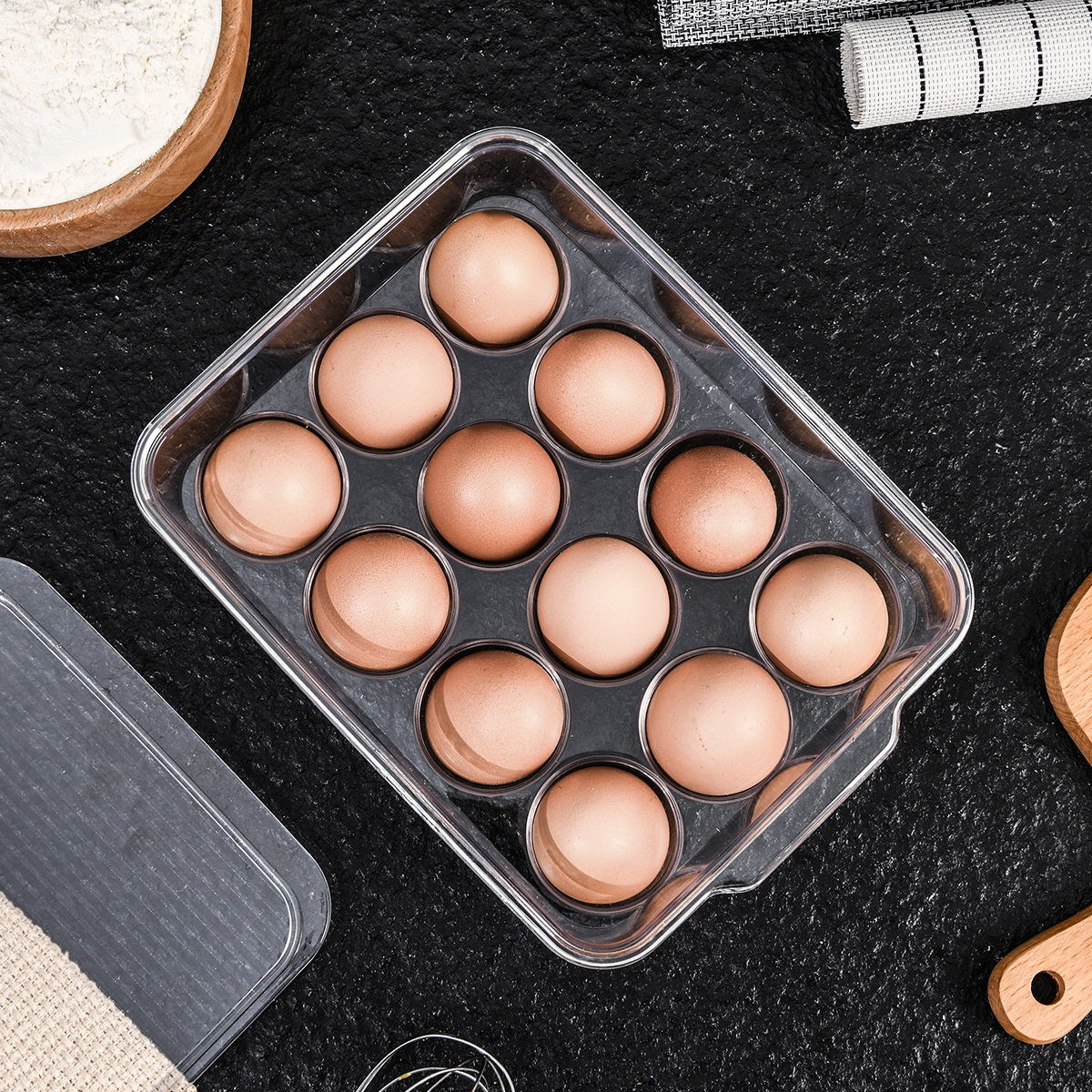 Transparent Egg Storage Bins With Lids
