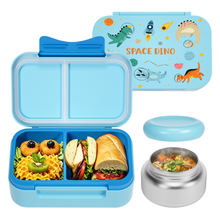Kids BPA Free Plastic Lunch Box with Compartments Microwaveable Portable Salad Dinner Container School