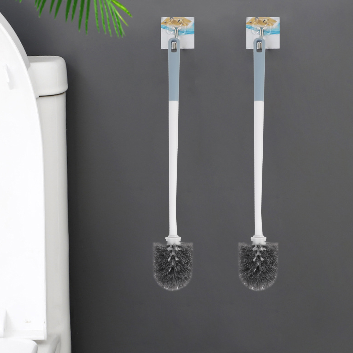 Long Handle Eco Plastic Toilet Brush Cleaner, Replaceable Head,Non-Scratch PP Bristles