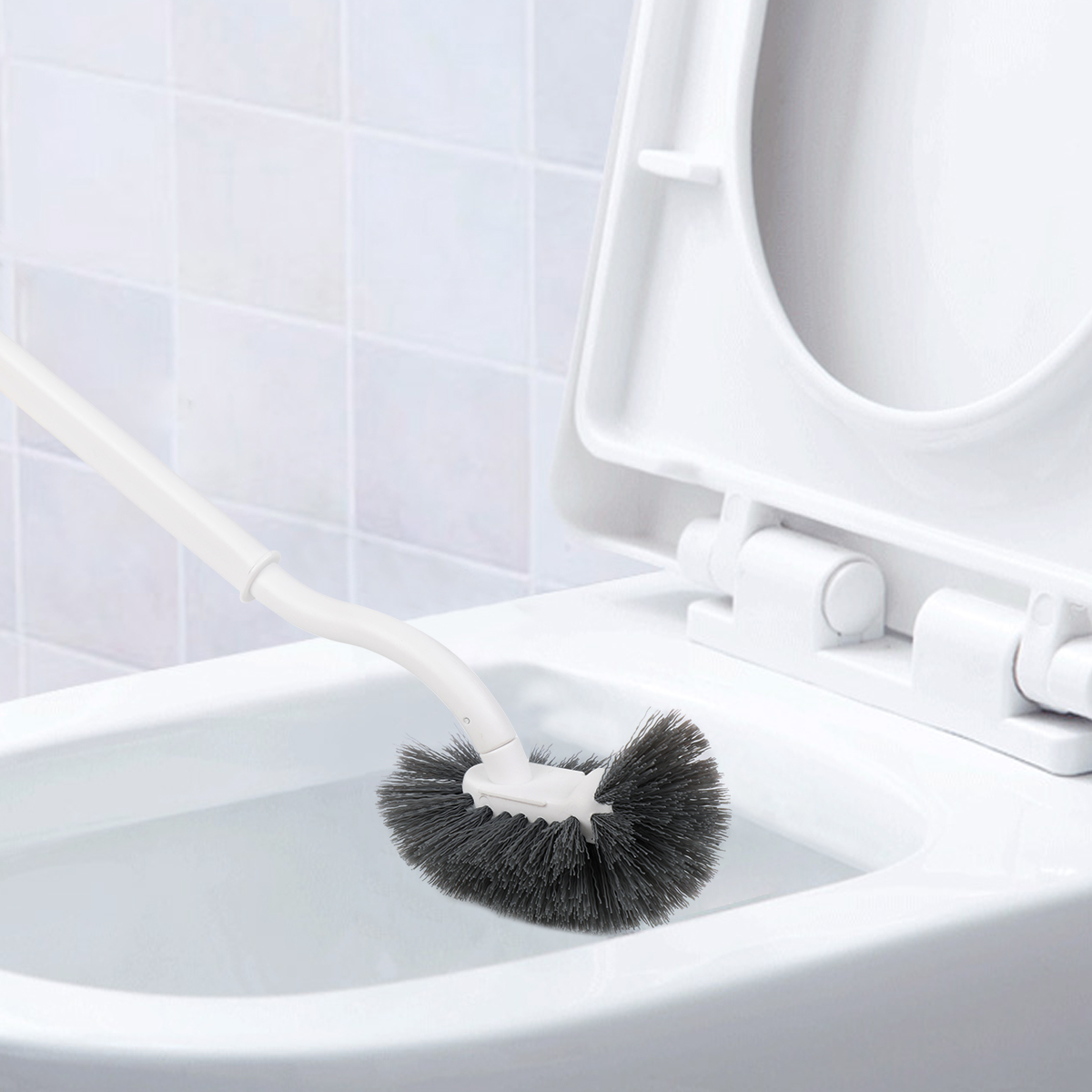 Toilet Bowl Brush, Curved Design Angled Cleaner Brush Scrubber for Deep Cleaning