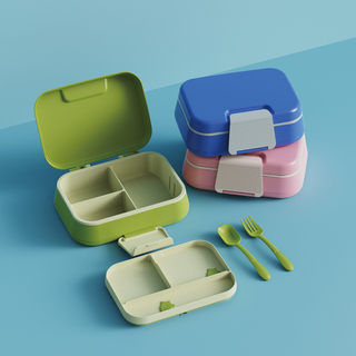 1030ML Bento Box, Wheat Straw Lunch Container With Utensil Set and Leak-Proof Movable Compartment, BPA-Free Lunch Box