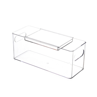 Classic Desktop Drawer Storage Box with Built-in Partition Transparent PET Plastic Container for Home