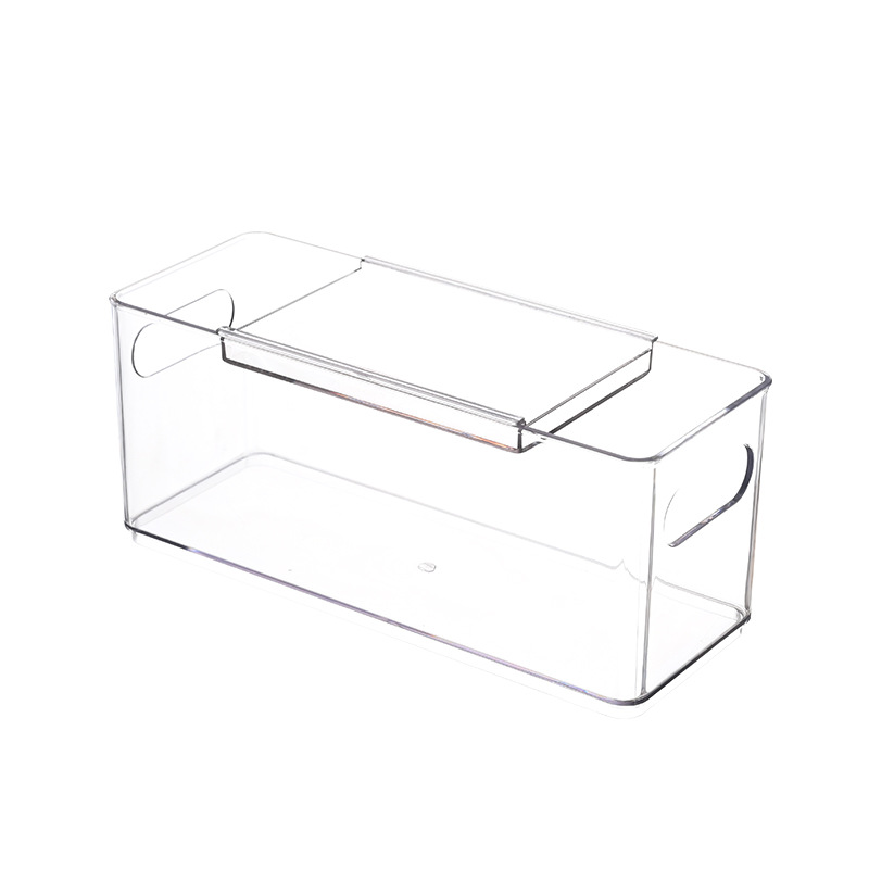 Classic Desktop Drawer Storage Box with Built-in Partition Transparent PET Plastic Container for Home