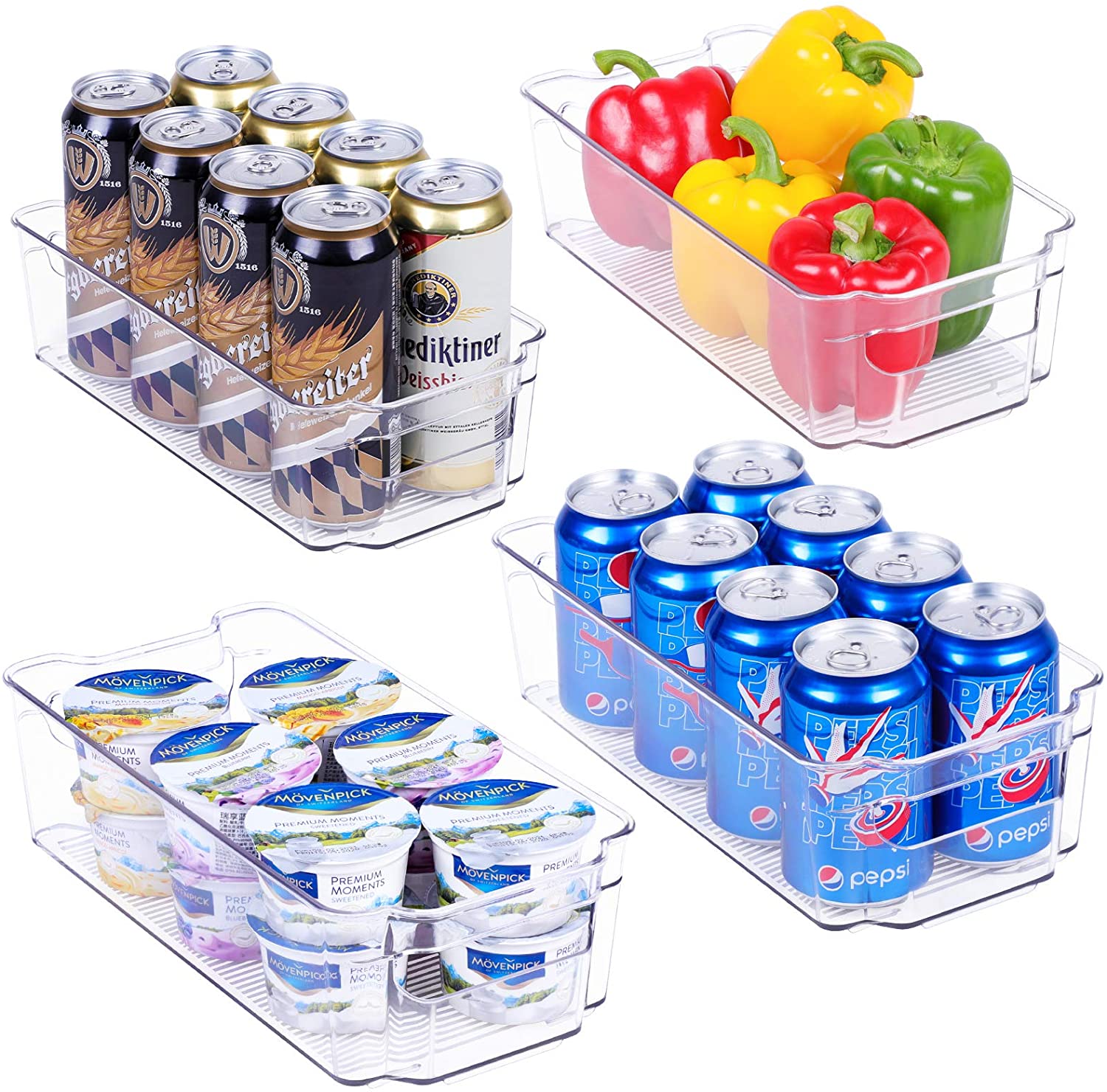 Transparent Refrigerator Storage Containers Set of 4 Pcs 