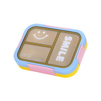 Cute Design Bento Box for Kids Children With 3 Compartment, Portable Plastic Lunch Box BPA Free