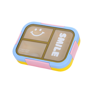 Cute Design Bento Box for Kids Children With 3 Compartment, Portable Plastic Lunch Box BPA Free