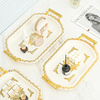 3pcs Light Luxury White Gilded Edge Dry Fruit Tray Set for Home Living Room Coffee Table