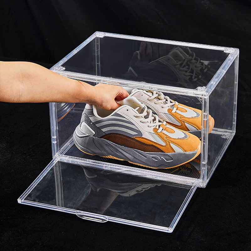 Wholesale Transparent Plastic Sneaker Stackable Shoe Storage Boxes Drawer Type Magnetic Clear Shoe Box
