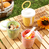 Hot Selling Double Layer Plastic Draining Fruit Cup Salad Cup With Fork
