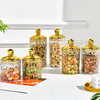 Luxury Gold PP Plastic Modern Airtight Food Storage Container Kitchen Spice Organizer Canister Snack Candy Jar Set