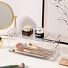 Classic Desktop Drawer Storage Box with Built-in Partition Transparent PET Plastic Container for Home