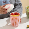 Hot Selling Double Layer Plastic Draining Fruit Cup Salad Cup With Fork