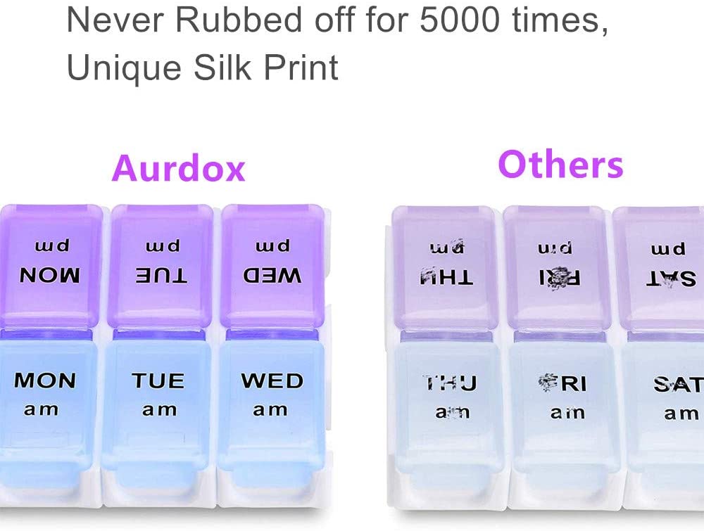 Twice a Day Detachable Weekly BPA Free Travel 7 Day Pill Box Case with Moisture-Proof Design
